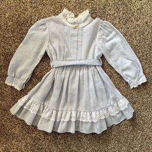 Vintage Girls 4T Bryan dress blue pleated floral Easter